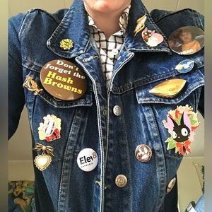 Cropped denim jacket dark wash Y2K